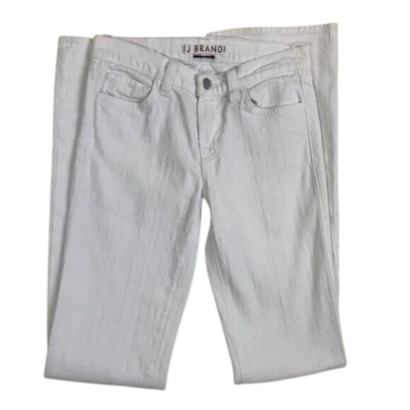 J Brand Mid Rise Bootcut Jeans Size 24 White Stretch Zip Fly Button - Picture 1 of 9